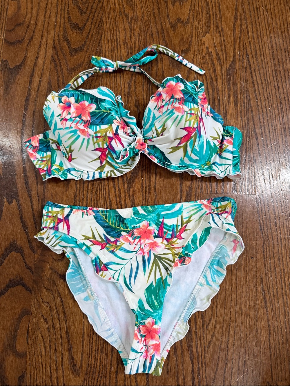 Floral Tropical Ruffle Bikini Set